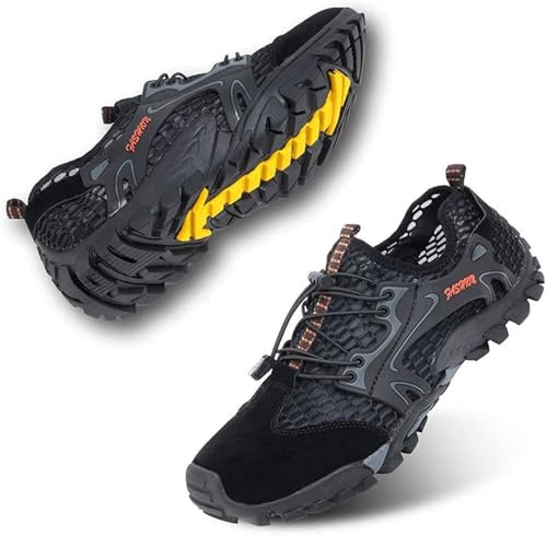 VTASQ Men's Hiking Shoes Sports Sandals Outdoor Summer Hiking Sandals Breathable Mesh Trekking Shoes Lightweight Barefoot Shoes Non-Slip Breathable Quick Drying, black, 10 UK