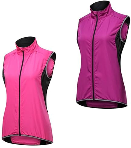 CLMETHE Gilet da ciclismo Giacca da ciclismo da donna senza maniche Gilet da equitazione sportivo Gilet da bici riflettente ad alta visibilità leggero Maglie da ciclismo,2PCS-CHNM/EURS