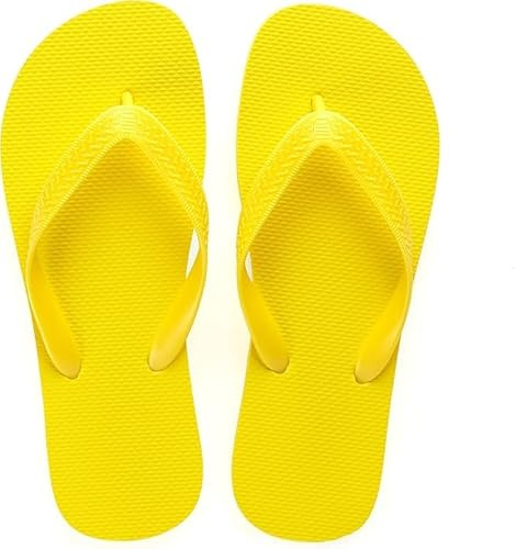 Festival Unisex Ladies Girls Mens Summer Beach FLIP Flop Pool Shoes (Yellow, UK Footwear Size System, Adult, Men, Numeric, Medium, 3)
