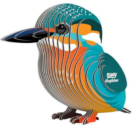 EUGY 650121 Kingfisher, 3D Animal Puzzle for Children and Adults to Assemble, DIY Animal Figure, Craft Set from 6 Years