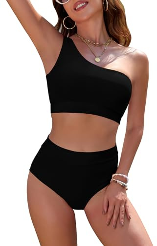 SHEKINI Bikini Set for Women High Waisted One Shoulder Two Piece Swimsuit