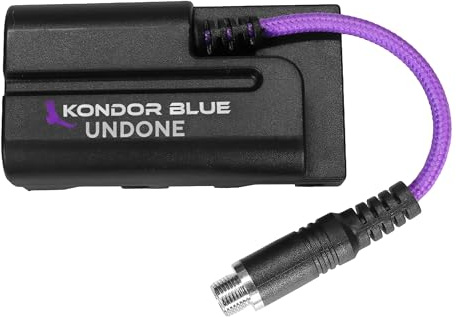 KONDOR BLUE x Gerald Undone | 4 Female Locking DC Barrel 2.1 to NPF L Series Dummy Battery | for Sony/SmallHD – Built for Filmmakers Using External Power | Purple