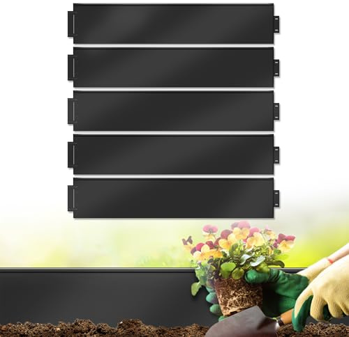 Suusolny Bordo per prato in metallo zincato, 5 m, 10 m, 15 m, 20 m, 25 m, 30 m, bordatura per aiuole, bordo per palizzata, delimitazione giardino, lunghezza 25 m, altezza 18 cm (nero)