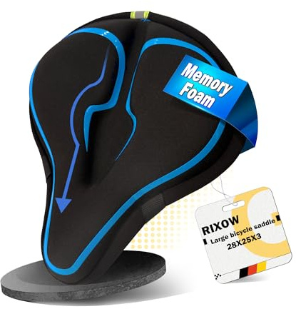 RIXOW Housse de Selle de Vélo, Couvre Selle Velo avec Bandes Réfléchissante, Grande Coussin Selle Velo pour Hommes et Femmes, 28x25cm Selle de Vélo pour Vélo de Route, E-Bike, Vélo d'exercice