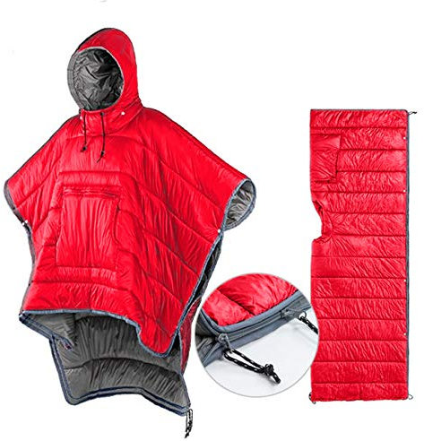 Thermo-Poncho, tragbare Kapuzendecke – Umschlag, leicht, Camping-Schlafsack, Umhang, Winddicht, mit Premium-Kompressionssack für Rucksackreisen, Wandern, Jagd, Angeln, Militär, Outdoor-Sport
