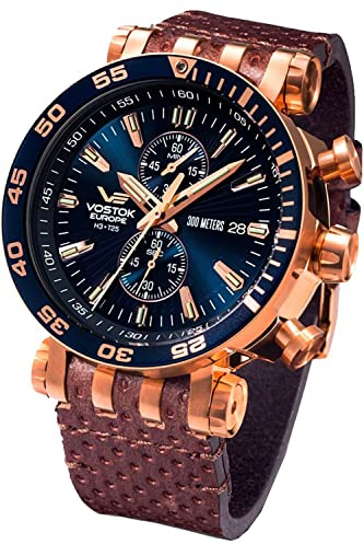 Vostok Europe Energia ii Herren Uhr analog Quarzwerk mit Leder Armband VK61-575B590