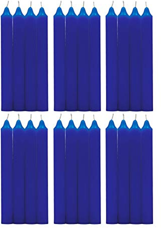 H Hansel Home - Leuchterkerzen 24 Stück, Kronkerzen Durchmesser 1.8 cm, Länge 17.5 cm,blau Farbe