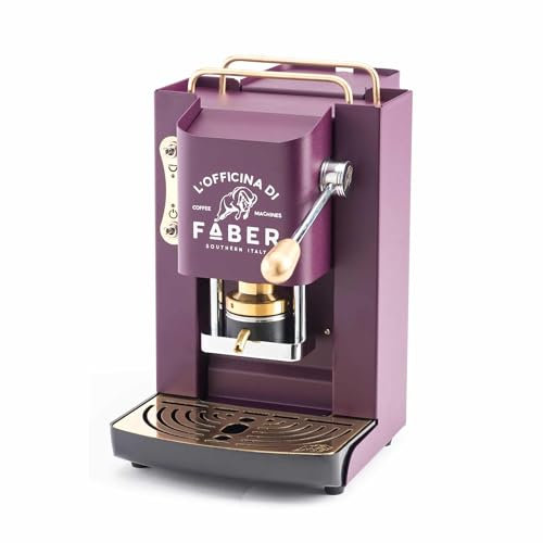 Faber Pro Total Deluxe Kaffeemaschine aus Messing mit Pads aus Ese Papier 44 mm (violett) + 50 Pads gratis