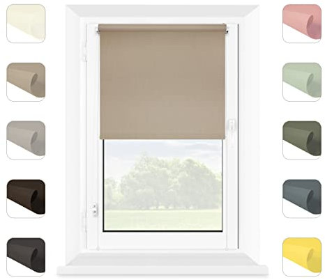 MARDOM Klemmfix Rollo Ohne Bohren - Mini Rollos für Fenster Innen (Beige, 40x150 cm, Stoffbreite: 36)