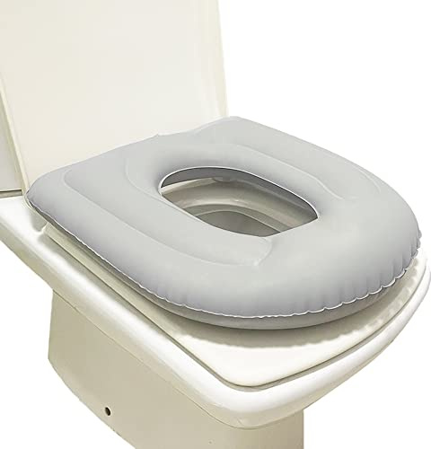 Generisch Inflatable TOILET_SEAT, Raised Toilet Seat Cushion with 4 Suction Cups, D-Shaped, Manual, Plastic, Modern, Toilet Seat for Pain Relief
