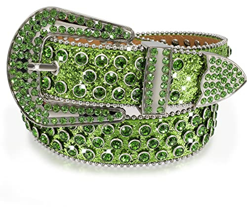JASGOOD Women Men Rhinestones Belt,Bling Western Cowgirl Cowboy Studded Leather Belt Diamond Waist Belt for Jeans Pants