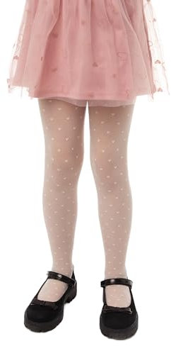 Conte elegant Anabel Schicke Kinderstrumpfhose - Alltagsstrumpfhosen - Strumpfhose mit Höschenteil und Flachnaht - Herzmuster - Bequem - 20 DEN - 116-122 - Panna - 1 Stück