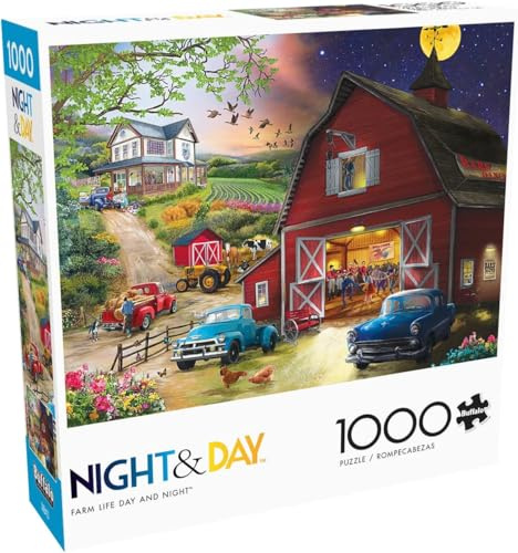 Buffalo Games - Farm Life Night and Day - 1000 Piece Jigsaw Puzzle for Adults Challenging Puzzle Perfect for Game Nights - Finished Size 26.75 x 19.75