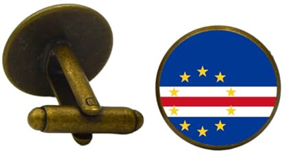 ALTCIRNMD Gemelos con Botón De La Bandera De Las Islas De Cabo Verde para Hombres,Gemelos Patrióticos Étnicos Personalizados De Los Isleños De Cabo Verde,Joyería De Aniversario con Dije De Bandera De