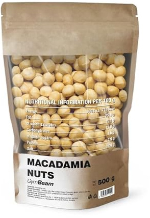 GymBeam Noci di Macadamia Intere 500g, Noci di Macadamia Non Salate dal Sapore Burroso e Croccante, Ricche di Grassi Sani, Prive di Additivi, Ideali per Vegani, Snack Salutare