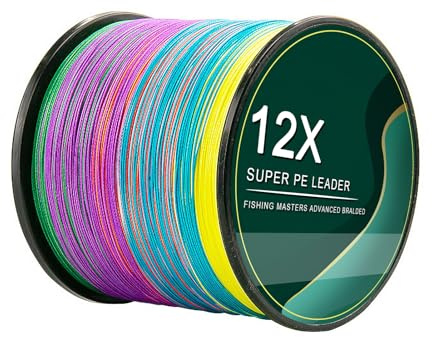 L SERVER Tresse Peche 500m/1000m 12 Tresses Anti-Morsure Pêche Ligne PE Leurre Ligne Mer Fil de Pêche 12.6-81kg