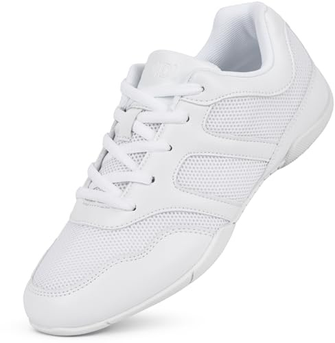 CADIDL Cheer Shoes for Women White Cheerleading Athletic Dance Shoes Girls Flats Tennis Walking Sneakers, L28-white, 7 UK