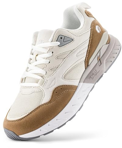 FitVille Extra Weit Laufschuhe Damen Sportschuhe Walking Schuhe Breite Turnschuhe Leichte Joggingschuhe Fitnessschuhe Bequeme Sneakers für Breite Füße,Beige,40 EU,Weit