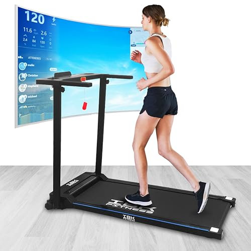 Tapis Roulant elettrico SLIM Home Fitness, Tappeto da corsa pieghevole salvaspazio, Telecomando, Bluetooth integrato, Smartwatch Cardio, App KINOMAP ZWIFT FitShow Velocità regolabile 12 km/h
