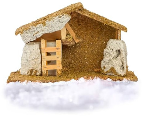 Avilia Weihnachtskrippe aus Holz für Krippenfiguren 30 x 11,5 x 18,5 cm - Ideal zum Dekorieren Ihres Hauses für Weihnachtsfeiern und zum Zusammenstellen Ihrer Krippe - Ideal für jeden Raum