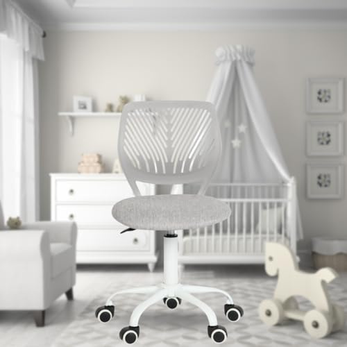FurnitureR Chaise de Bureau Polyvalente pour Enfants, Chaise de Travail sans Accoudoirs à Hauteur Réglable, Chaise d'Étude Pivotante Colorée pour L'école et Le Bureau à Domicile, Morandi Gris