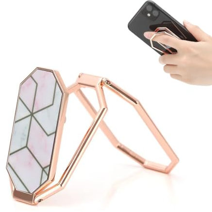 SGERUFZ Anillo para Móvil, Soporte de Dedo 360° Giratorio de Metal, Soporte Plegable para Teléfono, Soporte Ajustable Compatible con la Mayoría de Smartphones (Rosado)