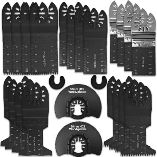 24Pcs Universal Oscillating Multi Tool Blades Set,Quick Release Multitool Blades for Wood Metal,Oscillating Tool Accessories Fit Fein Multimaster,Ryobi,Milwaukee,Bosch,Dewalt,Rockwell,Makita More