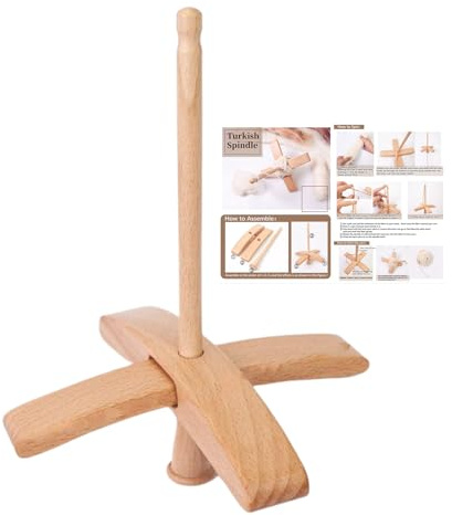 Drop Spindle, Portable Hand Spinner Tool, Turkish Wooden Spindles, Ideal for Yarn, Wool Weaving, Crochet Crafting, Fiber Art, Beginners and Experts 5.91x5.91x7.48 Inch