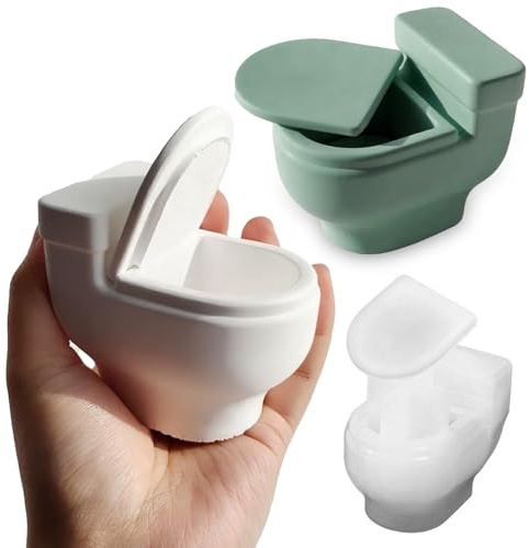 Wehous Stampo creativo per candele a forma di WC, contenitore 3D per gioielli, stampi in silicone per colata di resina epossidica, vaso, fioriera, gingillo, stampi in silicone per decorazioni