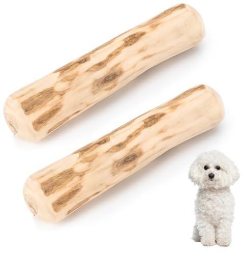 COYUN 2pcs Bastone da Masticare per Cani e Cuccioli,Giochi Masticativi per Cuccioli Lunga Durata,Pulizia Denti Naturale,Legno di caffè,Antistress per Cani Attivi(S,14cm)