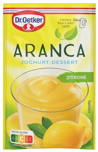 Dr. Oetker Aranca Zitrone Joghurt-Dessert, 16er Pack Dessertpulver für eine süße und fruchtige Nachspeise mit Zitronen-Geschmack, Erfrischendes Frucht-Dessert, 16 x 78 g