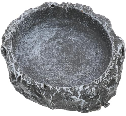 JECOMPRIS Ciotola Motivo Pietra Simulata per Alimentazione Tartarughe e Rettili in Resina Accessorio Funzionale e Realistico Decorativo per Terrario
