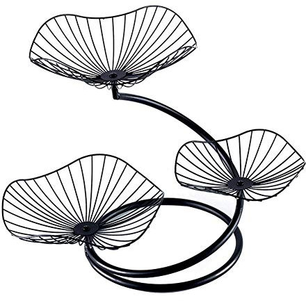 Wapern Grande Corbeille à Fruits 3 Étages - Panier en Métal pour Plan De Travail - Coupe Design - Corbeille Table pour Fruits Et Légumes Fraîcheur