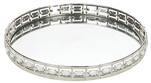 URBNLIVING Runde oder rechteckige silberne Spiegeltabletts, dekorativer Präsentationsständer für Heimdekoration, Teelichter, Kerzenständer (29 cm, rechteckig)