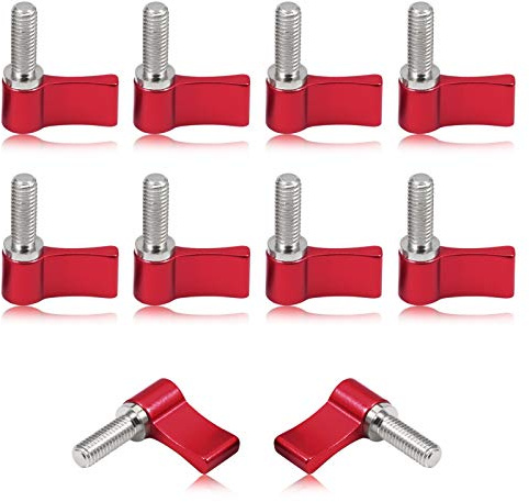 SPEEDWOX 10 Pcs M6 17mm Screw with Handle Thumb Screw Male Threading Rotating Knob Adjustable Thumb Lever Screw Rotating Knob Adjustable Thumb Lever Screw Rotating Knob with Single Wing(Red)