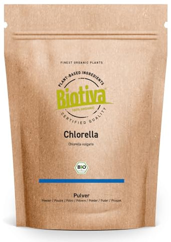 Clorella in polvere Bio 100g | alghe | Chlorella vulgaris | confezionato e controllato in Germania | Biotiva