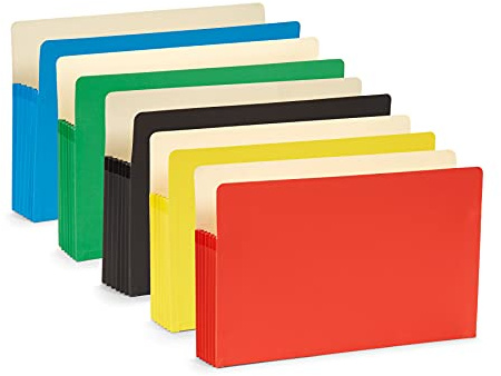 Blue Summit Expandable Legal File Folders for Bulky Documents, Legal Size, 5 Expansion, Assorted Colors, 10 File Pockets