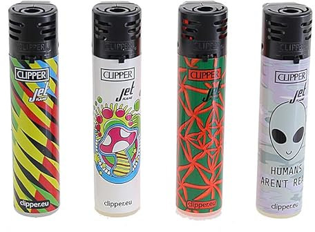 Clipper Jet-Feuerzeug 4er Set: (Jet Flame Psycho)