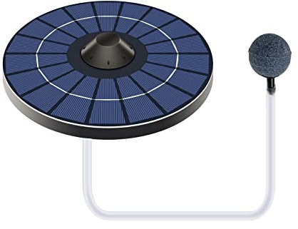 Matybobe Solar-Teichbelüfter Sauerstoffpumpe mit Luftschlauch und Blasenstein Schwimmender Wasserteichbelüfter Aquarium-Oxygenator für Vogelbad-Brunnen Kleine Teichwasserzirkulation