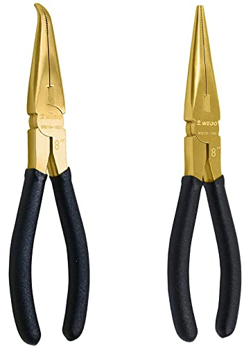 WEDO Set di pinze in ottone con manico antiscivolo, 20,3 cm e pinze a becchi piegati, 200 mm