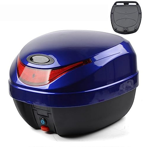 AVIITI Motorrad-Topcase, Schnell Zerlegbar, Abschließbar, Mit Tragekoffer - 30L Fassungsvermögen - Kann Helm Speichern,Blau,41x40x30cm