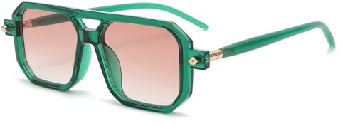 YAMEIZE Retro 70s Double Bridge Rectangle - Sunglasses for Women Men Classic Pilot Square Vintage Eyewear Driving Outdoor