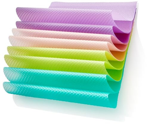 COM-FOUR® Tapis de réfrigérateur 8x - tapis antidérapants antibactériens - élimine l'humidité et les odeurs - tapis d'insertion découpable (violet. rose. vert. bleu)