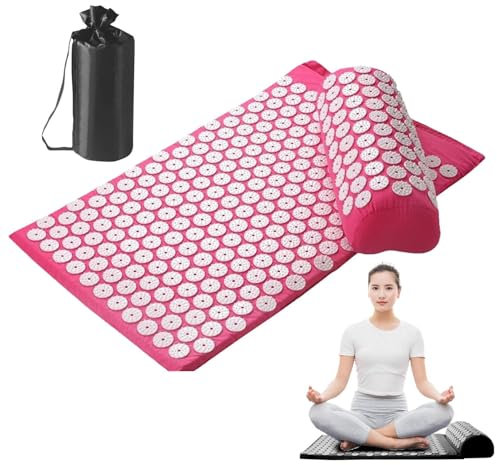Tappetino da massaggio per tutto il corpo, tappetino da massaggio a pressione con cuscino, tappetino a pressione, set di tappetini per massaggi, per la mediazione per casa, ufficio o viaggi,