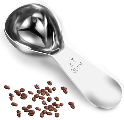 Hshenjhu Cucchiaio Dosatore, 30ml Cucchiaino Dosatore per Caffè, Acciaio Inox Cucchiai Dosatori con Manico Corto, per Caffè Macinato, Tè, Latte in Polvere, Farina（Argento)