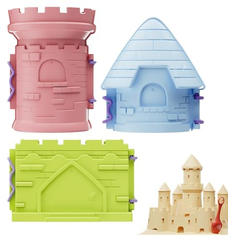 Set Per Giochi Di Sabbia,Set Giocattoli da Spiaggia per Castelli di Sabbia | 3 Pezzi Kit di Costruzione Giocattolo per Giochi all'Aperto Gioco Sensoriale per Bambini Ragazzi e Ragazze Estate