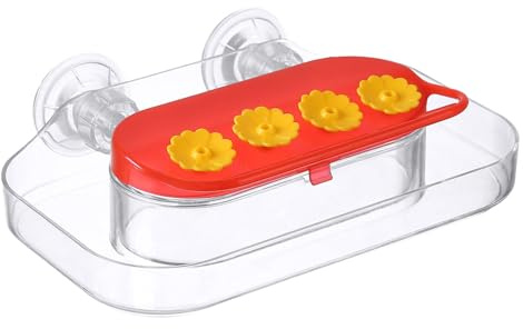 Distributeur Automatique de Nourriture pour Colibri | Ventouse pour l'extérieur | Support décoratif avec 4 Ouvertures d'alimentation pour Balcon, Jardin, terrasse, Amoureux des Oiseaux