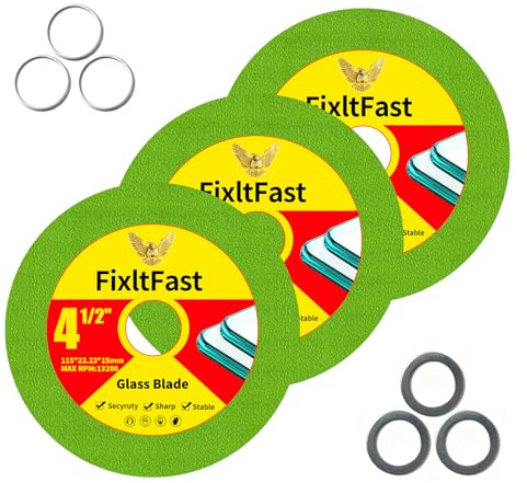 FIXLTFAST 4 1 2 inch Glass Cutting Disc for Angle Grinder Cutter Tile Ceramic Diamond Cutting Blade Disc for Grinding Glass/Jade/Crystal/Tile/Wine Bottle/Ceramic - 3Pack