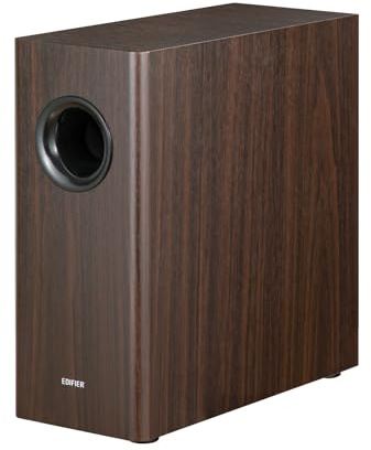 Edifier T5s Powered Subwoofer, 70W RMS, 8 Woofer, 35Hz Deep Bass, Brown | Active Long-Throw Speaker, Built-in Amp, Low Distortion, Phase Selector & Energy-Efficient for Home & Studio Audio