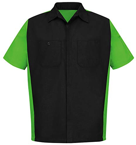 Red Kap Short Sleeve Two-Tone Crew Shirt Camisa, Negro/Lima, XL Unisex Adulto
